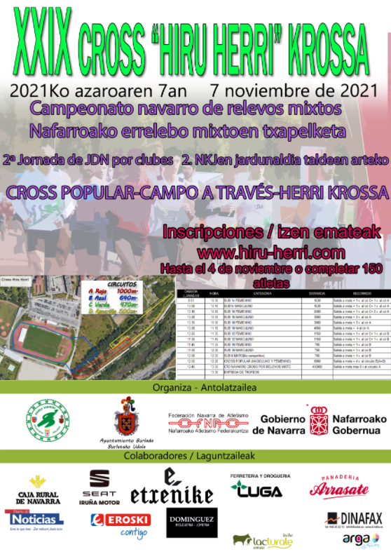 Clubes y atletas Campeonato Navarro de Campo a Trav&eacute;s por Relevos Mixtos